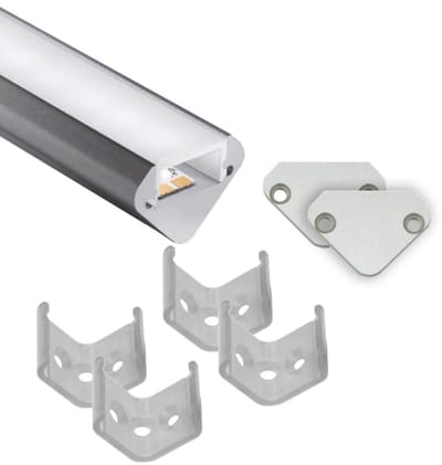 nortronic Aluminium Corner LED Profile with Opal Cover, 2 m