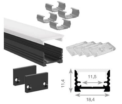 nortronic Aluminium Profile Black OPAL Low 2M
