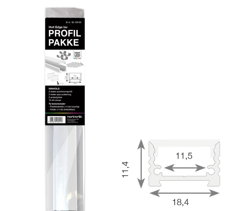 ALUMINIUM Profilpakke EGDE ELC LOW 2M White (3215303)