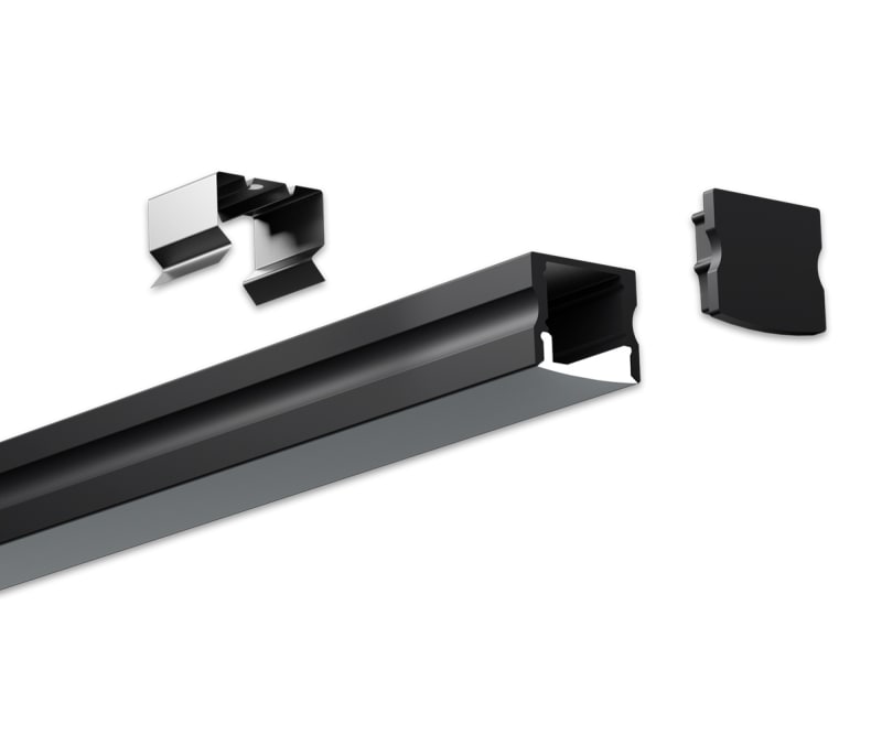 Vanpee norge HL-B004B Aluminium Profile Surface-Mounted 2M Black