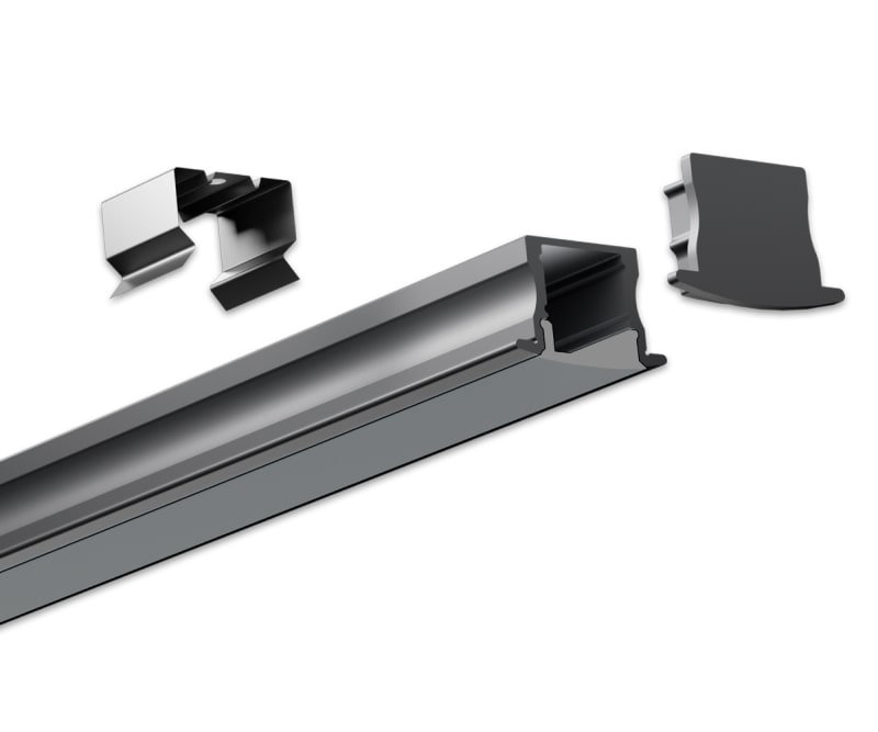 ALUMINIUM PROFILE for Recessed Mounting 2M, Black (HL-B003B)