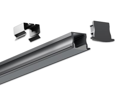 ALUMINIUM PROFILE for Recessed Mounting 2M, Black