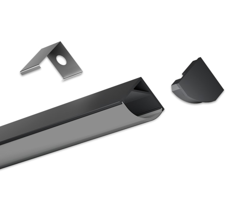 Vanpee Norge HL-B006B Aluminium Corner Profile 2 m, Black