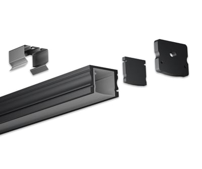 Vanpee aluminium profile surface-mounted 2 m black with cover (HL-B1715W)