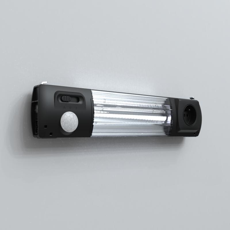 nVent HOFFMAN EL1200MS EL LED Light with Socket, Motion Sensor F, 100-240V, 76X364X48MM, Black, Plastic