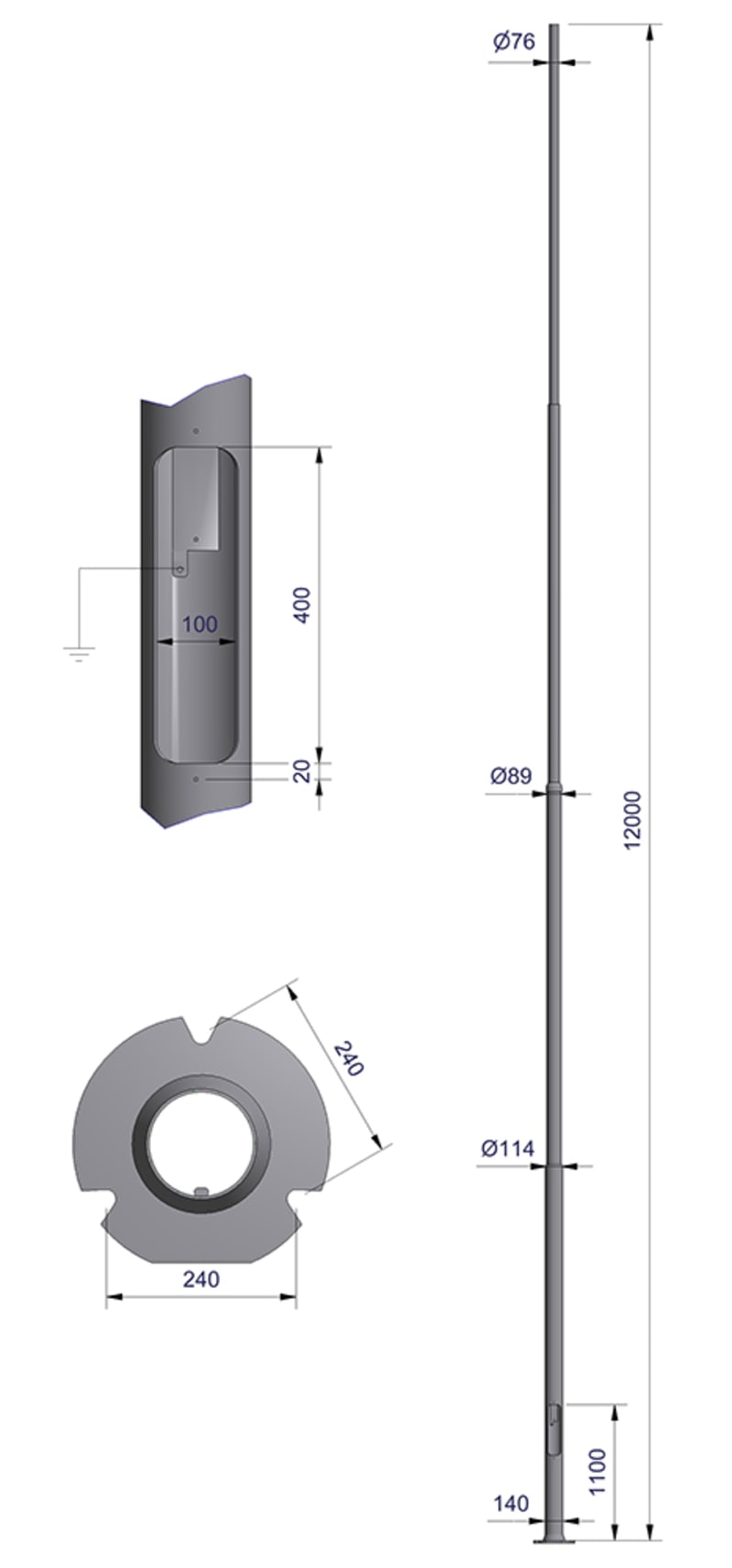 NE-MAST 12.0M Ø76 RO240 (3026312D)