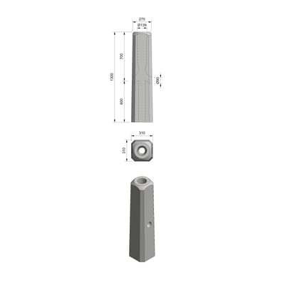 Orsta Staal MEAG 108-114/1300 Concrete Foundation Insert L=1300 mm 215 kg