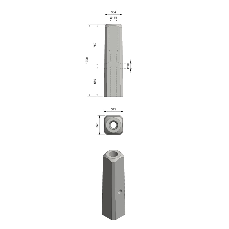 Ørsta Stål MEAG 133-140 Concrete Foundation Insert, L=1300 mm, 275 kg (3630825)
