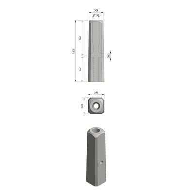 Ørsta Stål MEAG 133-140 Concrete Foundation Insert, L=1300 mm, 275 kg