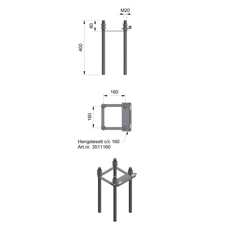 FORANKR.Frame HENGS. CC160 (3510160)