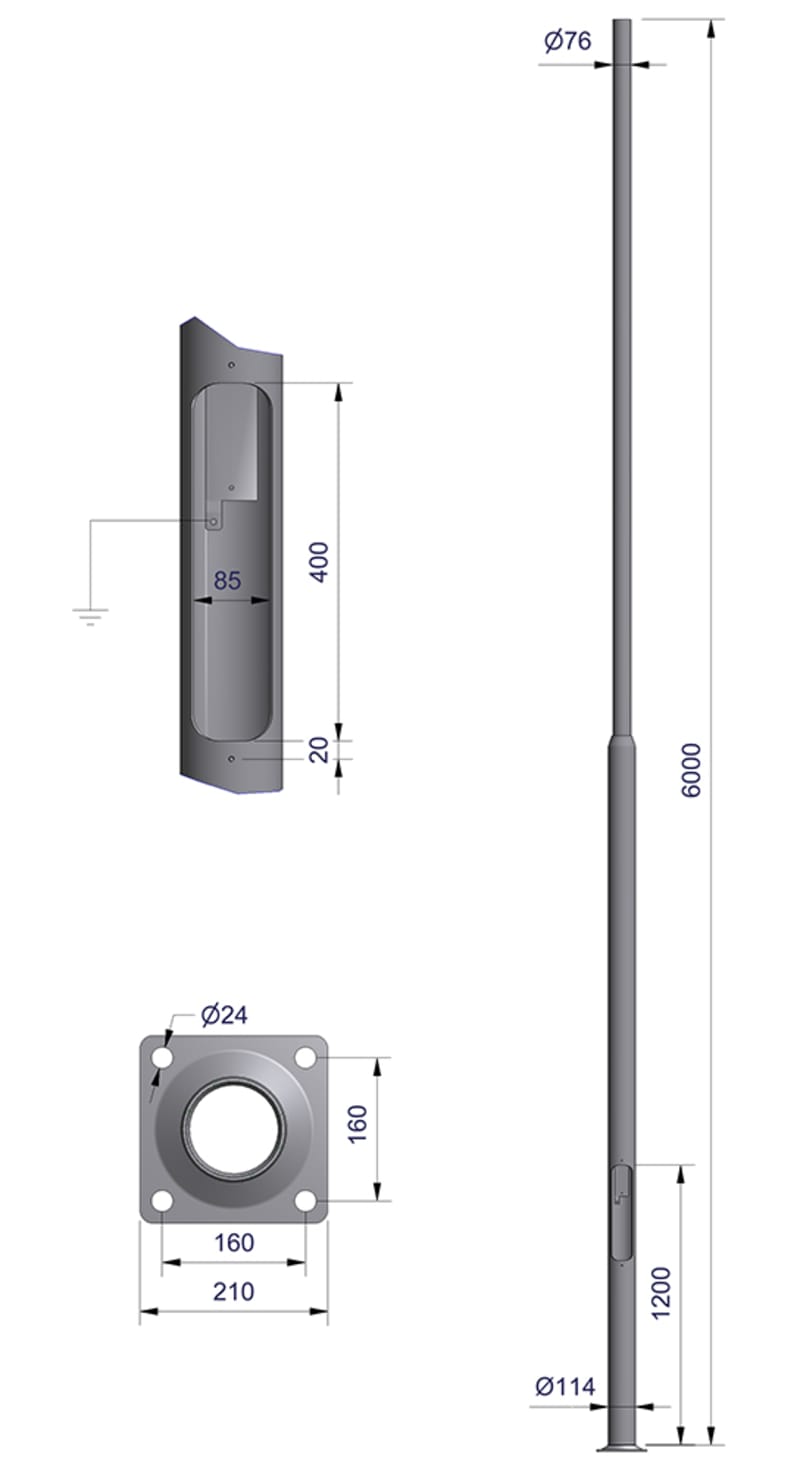 MAST 6.0M Ø76 PL160 (3020406)