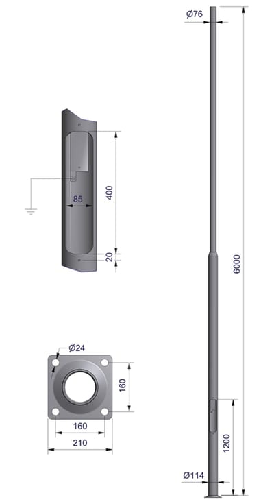 MAST 6.0M Ø76 PL160 (3020406)