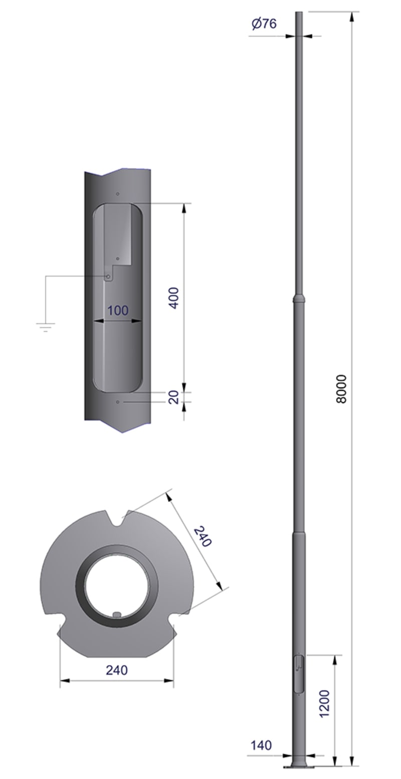 NE-MAST 8.0M Ø76 RO240 (3026408D)