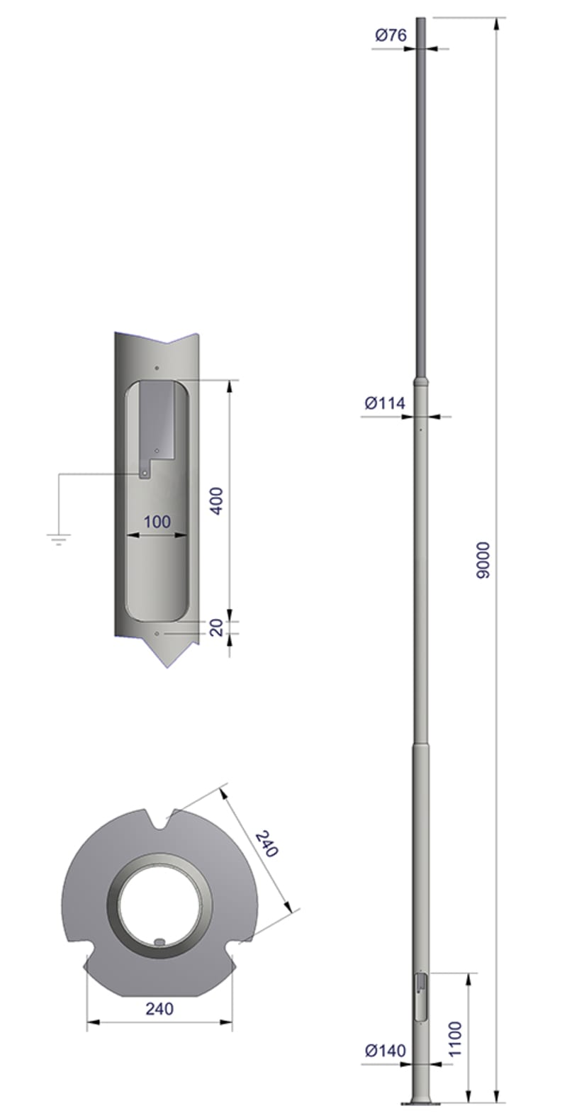 NE-MAST 9.0M Ø76 RO240 (3026409D)