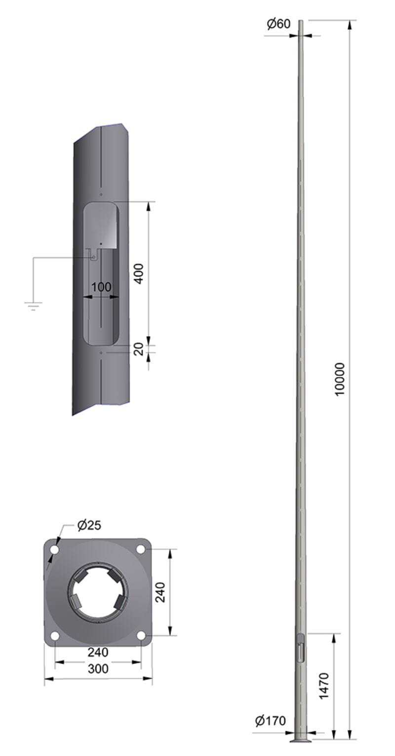HE-MAST 10.0M Ø60 PL240 (3893210)