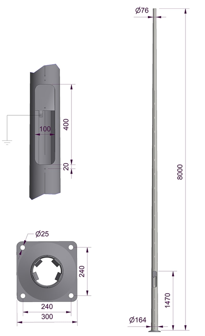 HE-MAST 8.0M Ø76 PL240 (3893408)