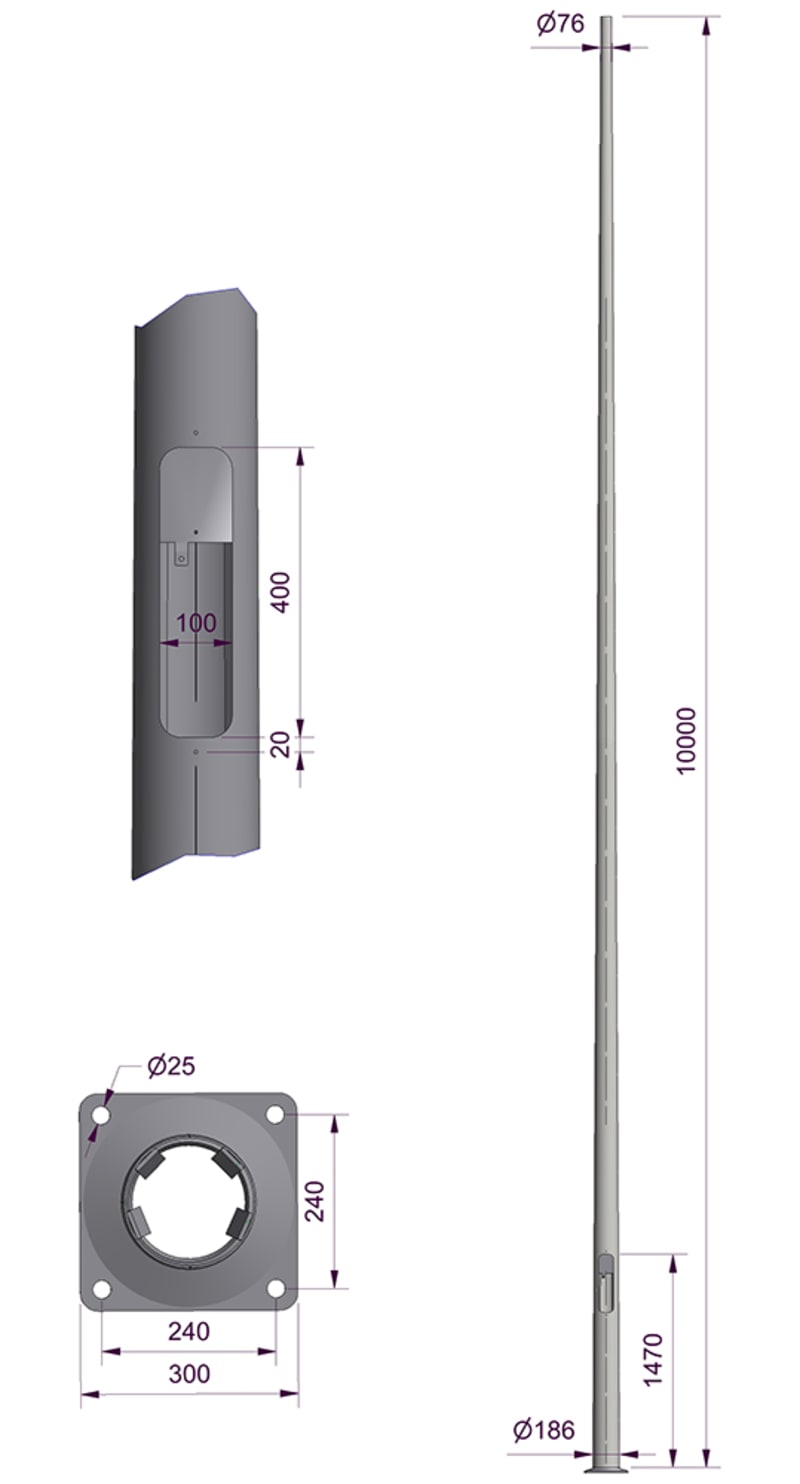 HE-MAST 10.0M Ø76 PL240 (3893410)