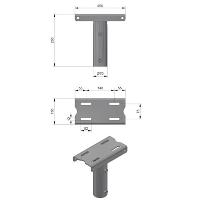 Pole Top Bracket Ø60 mm for 1 Luminaire, Type C
