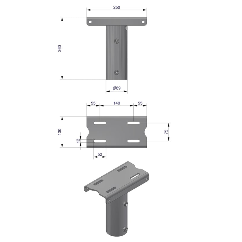 Pole Top Bracket Ø76 mm for 1 Luminaire (3450101)