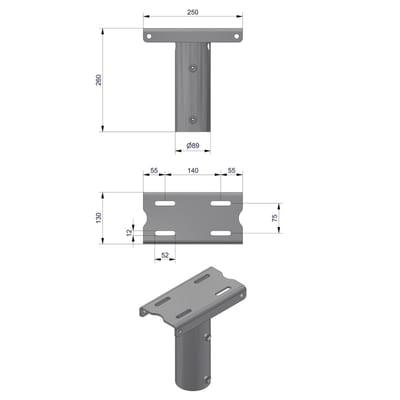 Pole Top Bracket Ø76 mm for 1 Luminaire, Type C
