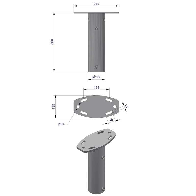 Pole Top Bracket Ø89 mm for 1 Luminaire (3450102)