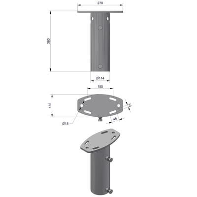 Pole Top Bracket Ø102 mm for 1 Luminaire