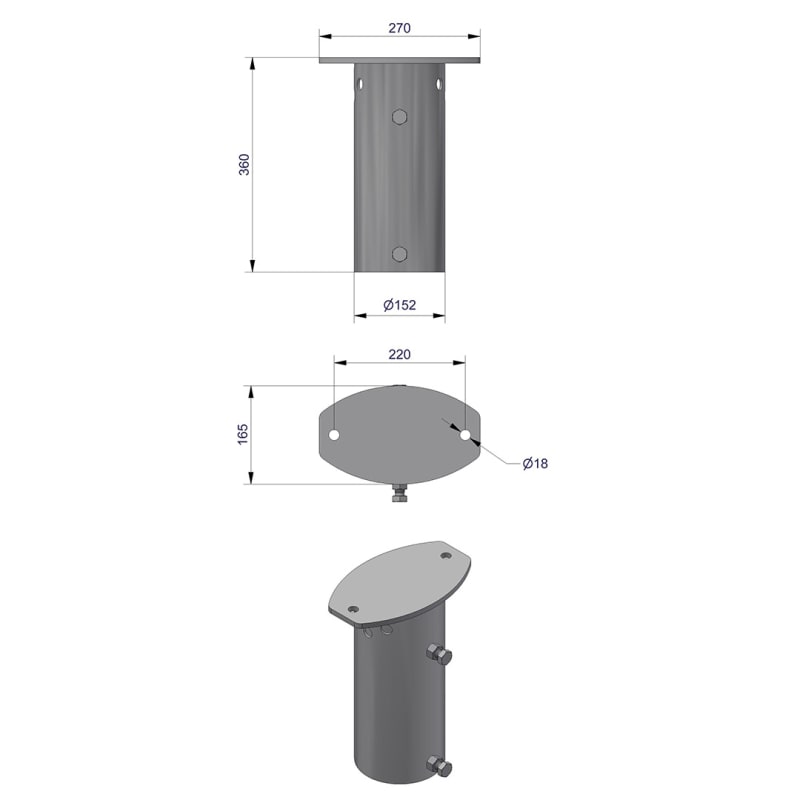 Pole Top Bracket Ø140 mm for 1 Luminaire (3450104)