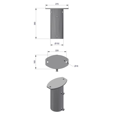 Pole Top Bracket Ø140 mm for 1 Luminaire, Type C