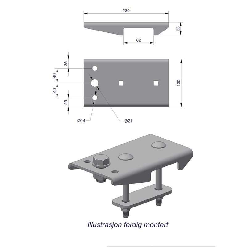 Floodlight Bracket for 1 Luminaire, Type C (3450150C)