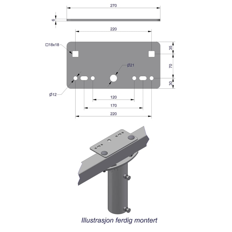 Floodlight Centre Plate for 1 Luminaire (3450151)