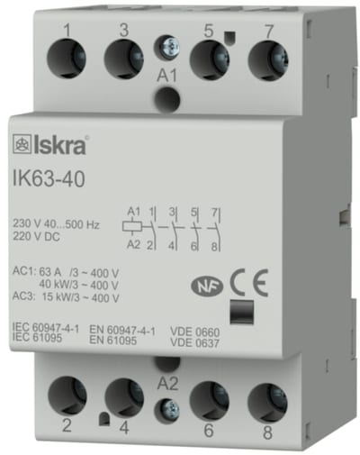 Contactor IK63, 4 polt, 63A, 230VAC/DC