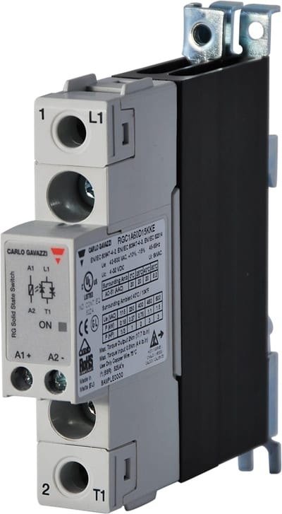 Carlo Gavazzi RGC1A60A25KKE 1-Pole DIN-Rail Solid-State Relay 600 V AC 25 A Zero-Cross