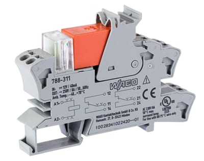 Relay module, Nominal input voltage: 12 VDC, 2 changeover contacts, Limiting continuous current: 8 A