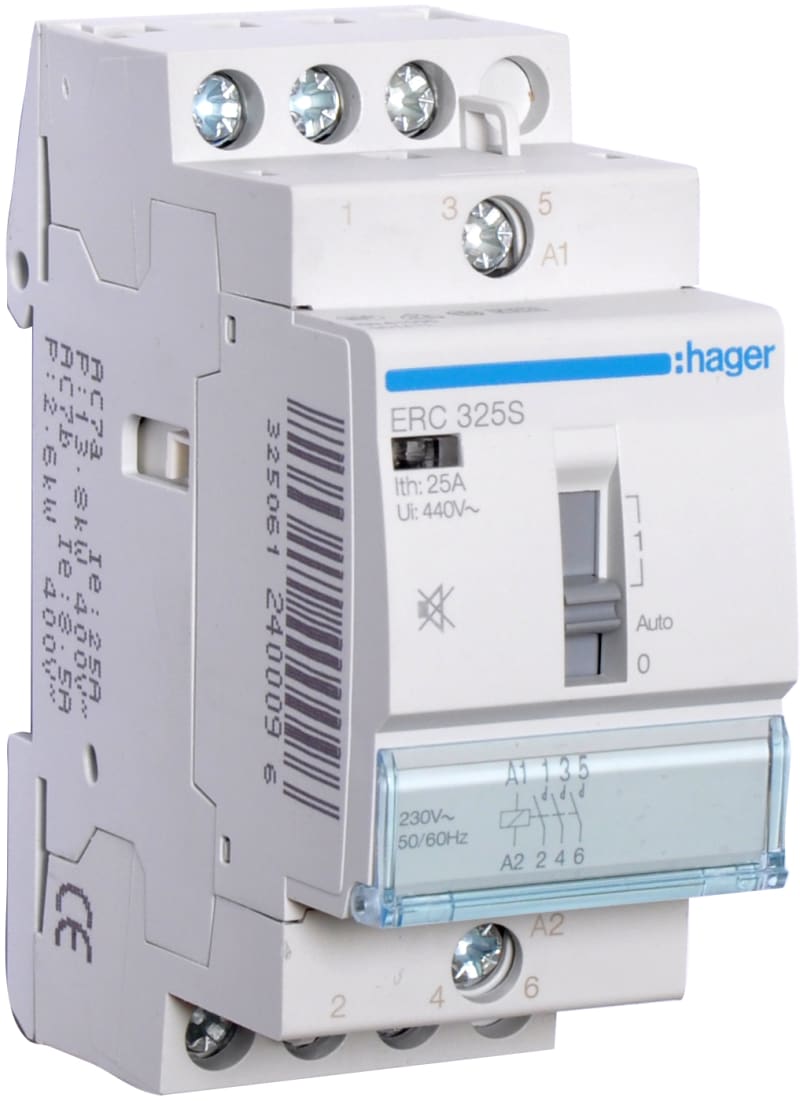 Contactor, 2-Mod, brumfri, 3X25A, 230V (ERC325S)
