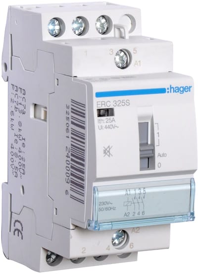 Contactor, 2-Mod, brumfri, 3X25A, 230V