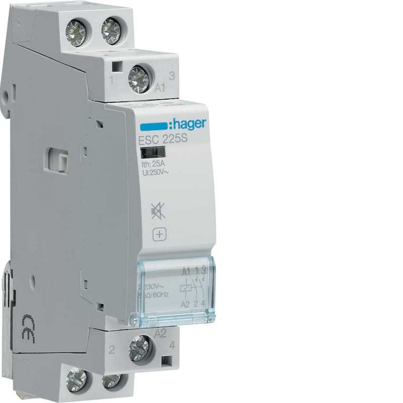 Hager ESC225S Hum-Free Modular Contactor 25 A 230 V 2 NO