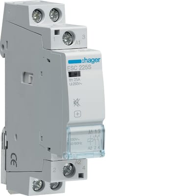 Hager ESC225S Hum-Free Modular Contactor 25 A 230 V 2 NO