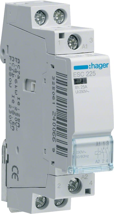 Hager ESC225 Modular Installation Contactor 25 A, 230 V, 2 NO