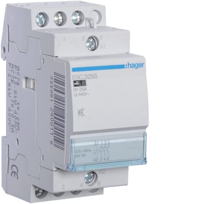 Hager Modular Contactor 3NO 25 A 230 V Hum-free