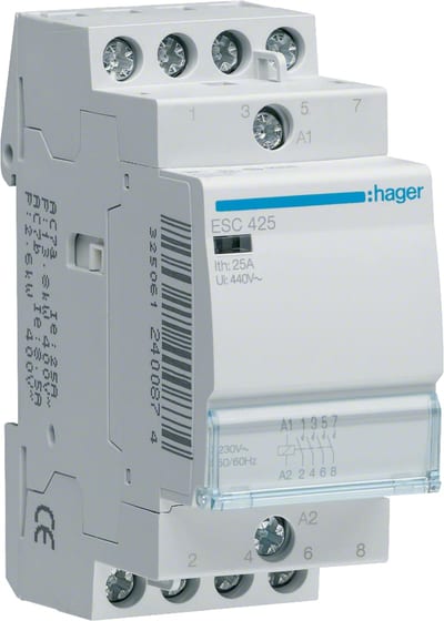 Hager Systemer Contactor 40A, 3NO, 230V~50Hz ESC340