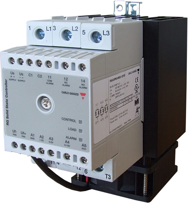 Carlo Gavazzi RGC3P60I65EDFP 3-Pole Solid-State Power Controller, 65 A, 180-660 V AC