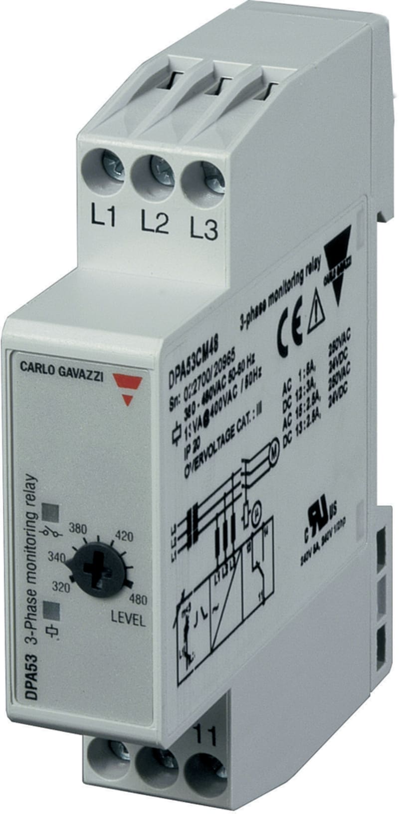 3-Phase nettvakt with undervoltage 400V (DPA53CM48)