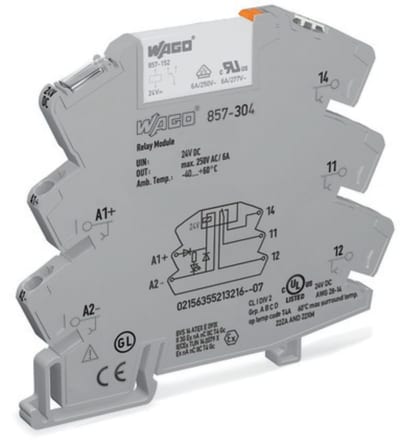 Relay module, Nominal input voltage: 24 V AC/DC, 1 changeover contact, Module width: 6 mm