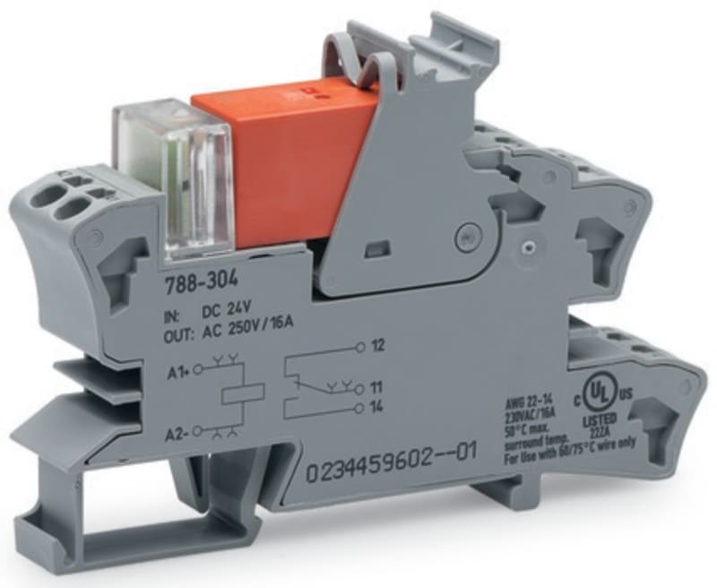 Relay module, Nominal input voltage: 24 VAC, 2 changeover contacts, Limiting continuous current: 8 A (788-512)
