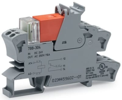 Relay module, Nominal input voltage: 24 VAC, 2 changeover contacts, Limiting continuous current: 8 A (788-512)