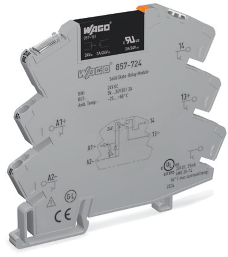 WAGO Solid-State Relay Module 24 VDC Input, 0-24 VDC Output, 3 A (857-724)