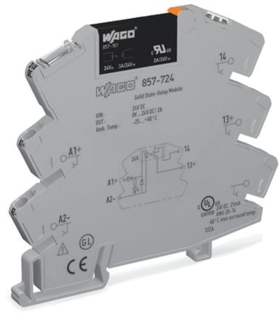 WAGO Solid-State Relay Module 24 VDC Input, 0-24 VDC Output, 3 A