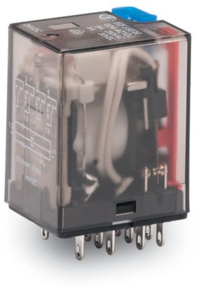 Basic relay, Nominal input voltage: 24 VDC, 4 changeover contacts, Limiting continuous current: 5 A