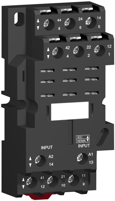 Schneider Electric Socket, mixed contact, 16 A, relay type RPM3, screw clamp terminals, 250 V AC RPZF3