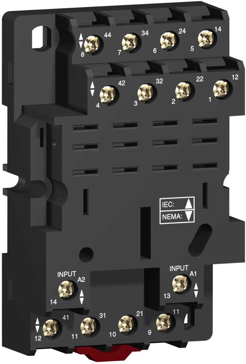 Schneider Electric Socket, mixed contact, 16 A, relay type RPM4, screw clamp terminals, 250 V AC RPZF4